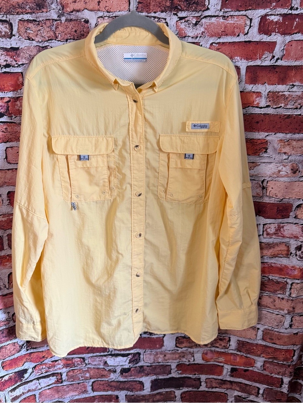 Columbia PFG Bahama II Shirt Women’s Large Yellow Long Sleeve Fishing Vented